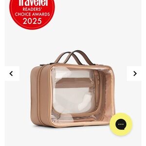 Calpak Clear Travel Toiletry Bag with Tan Trim